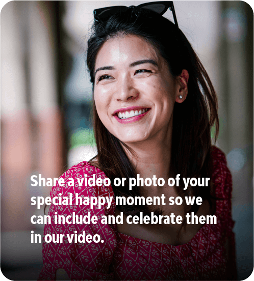 Share a video or photo of your special happy moment